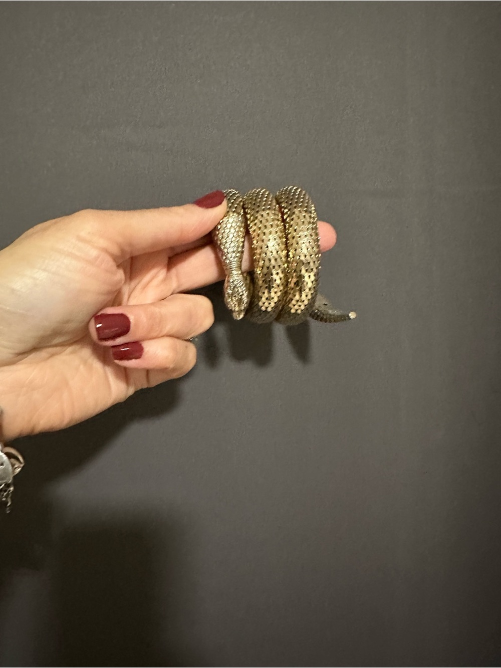 Whiting & Davis Triple-Coil Gold Snake Bracelet